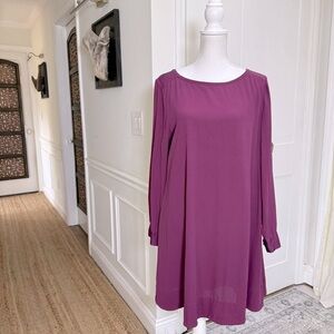 Eileen Fisher womens silk tunic mini dress size M burgundy quiet luxury Holiday